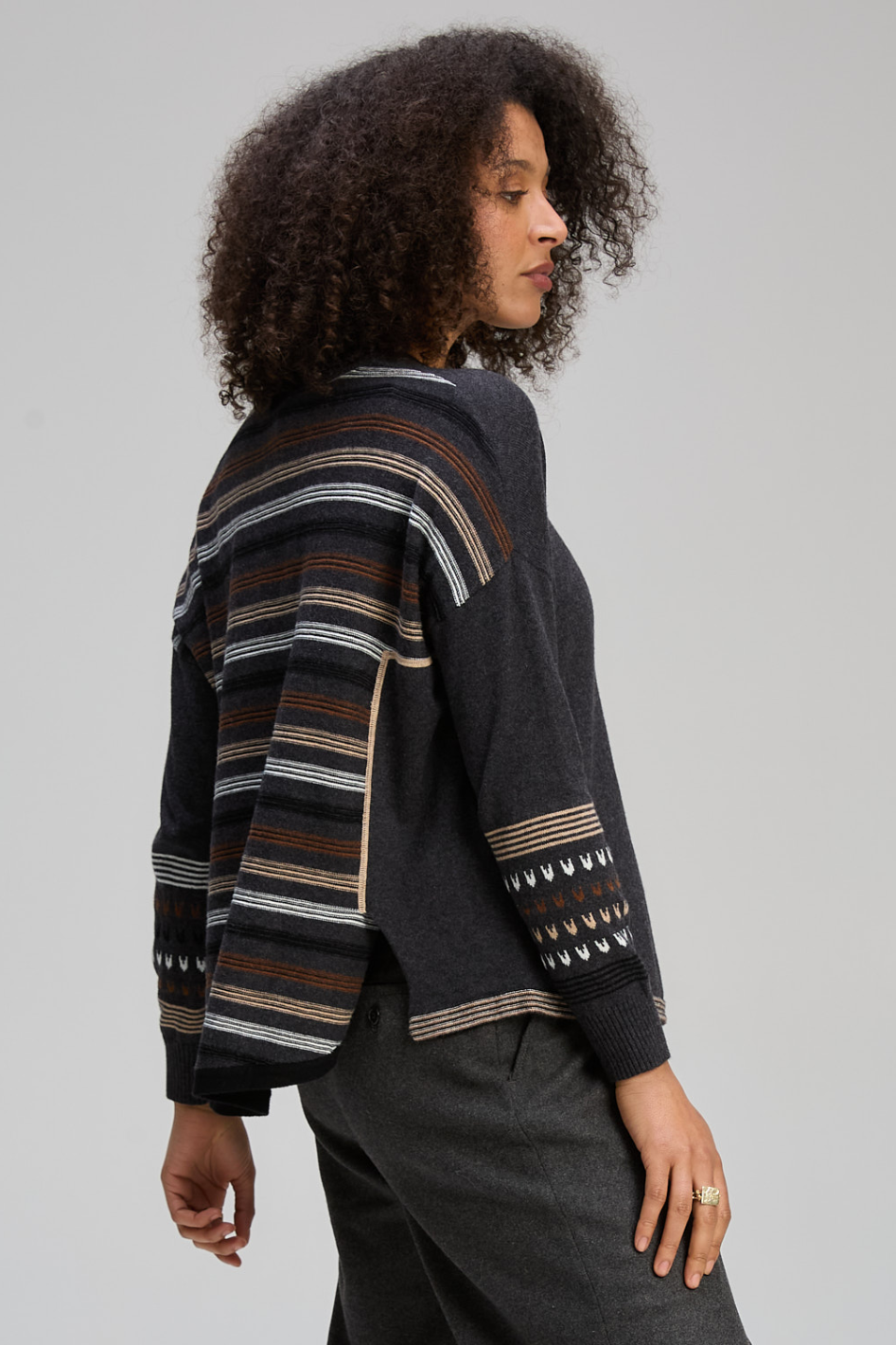 Zaket and Plover Textured Swing Jumper in Charcoal
