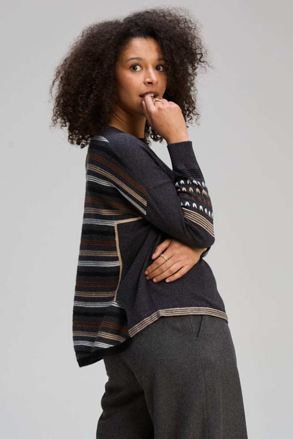 Zaket and Plover Textured Swing Jumper in Charcoal