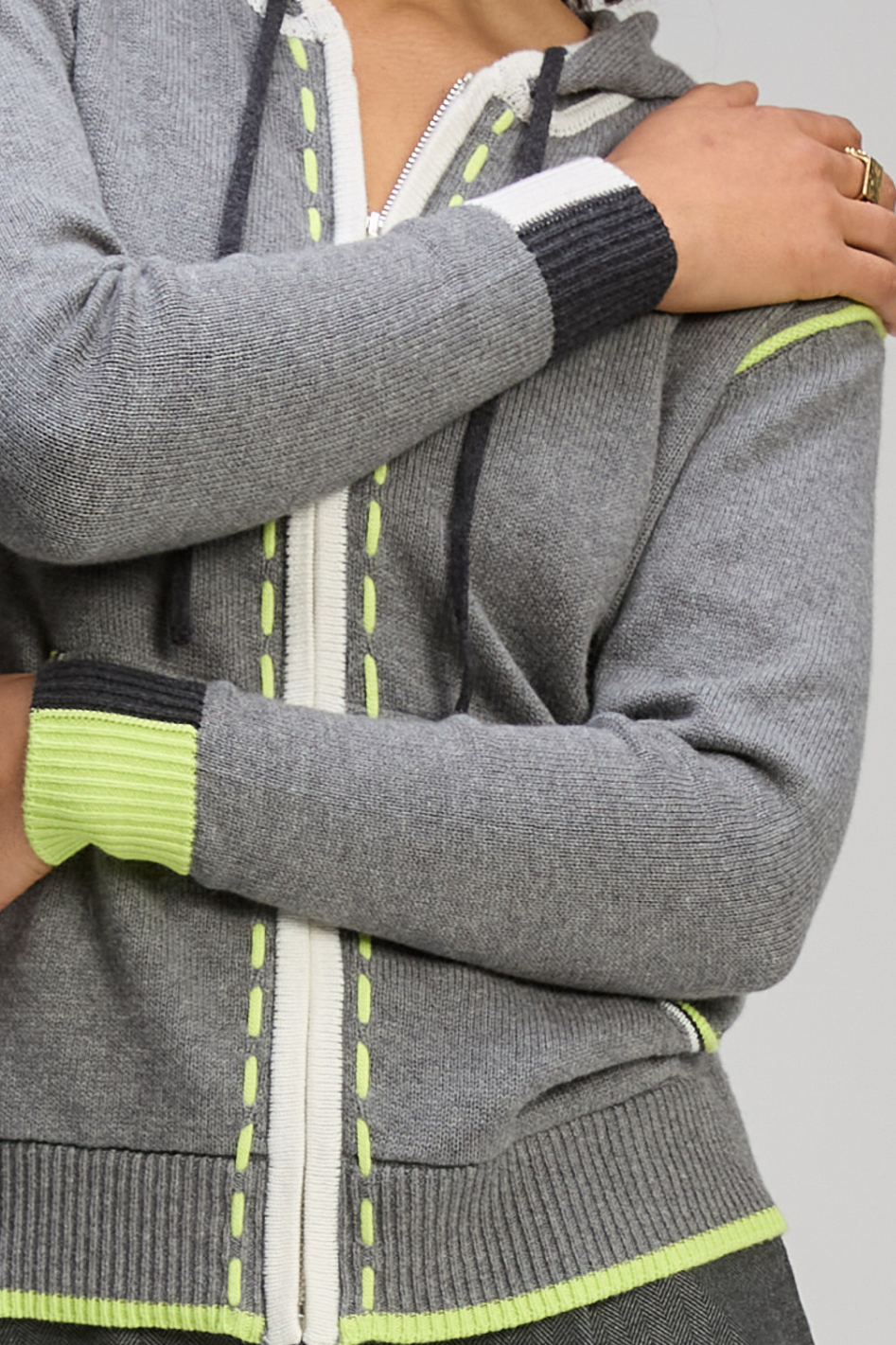 Zaket and Plover Threaded Zip Up Hoodie | Cloud | ZP8128