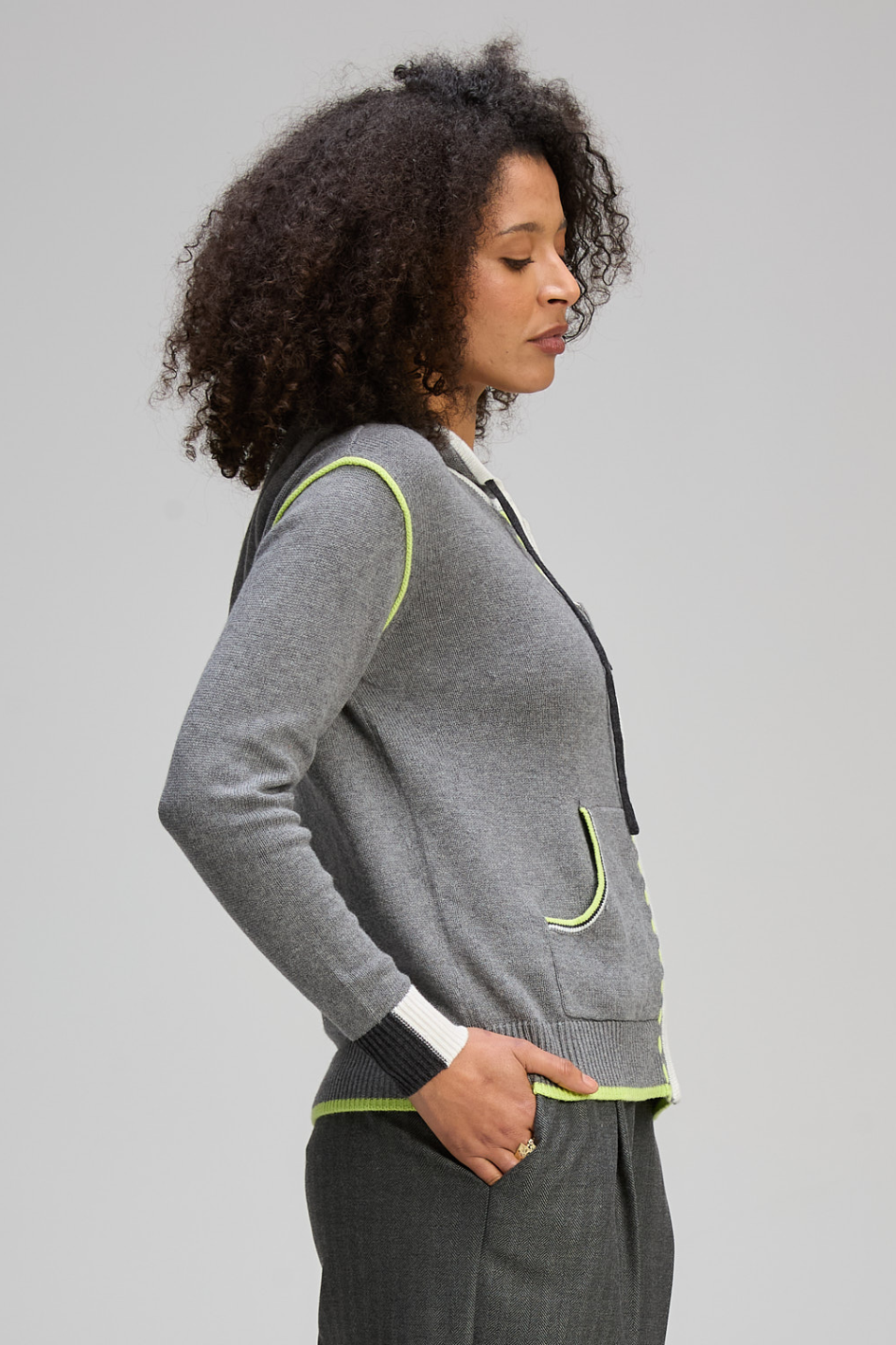 Zaket and Plover Threaded Zip Up Hoodie | Cloud | ZP8128