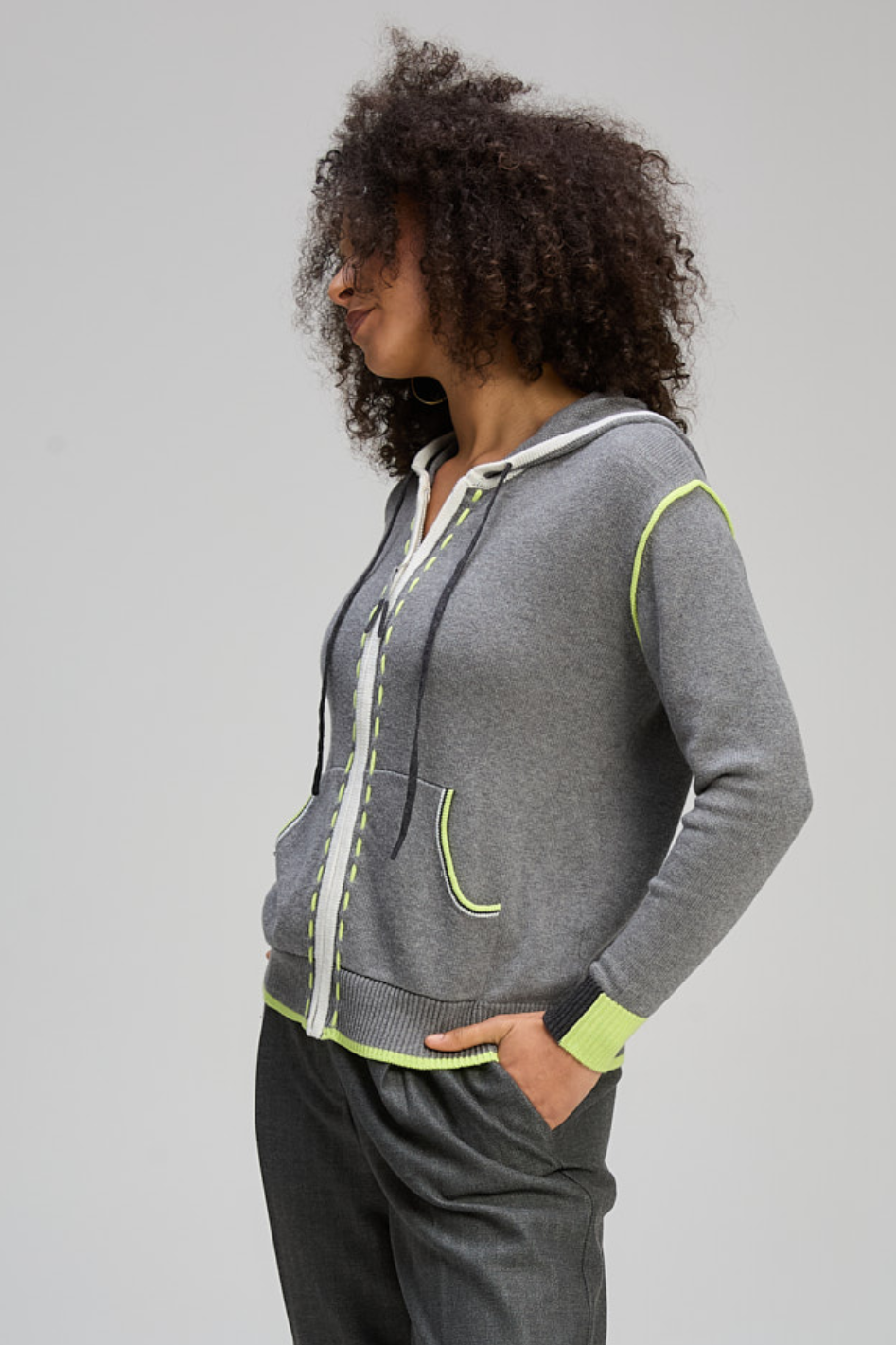 Zaket and Plover Threaded Zip Up Hoodie | Cloud | ZP8128