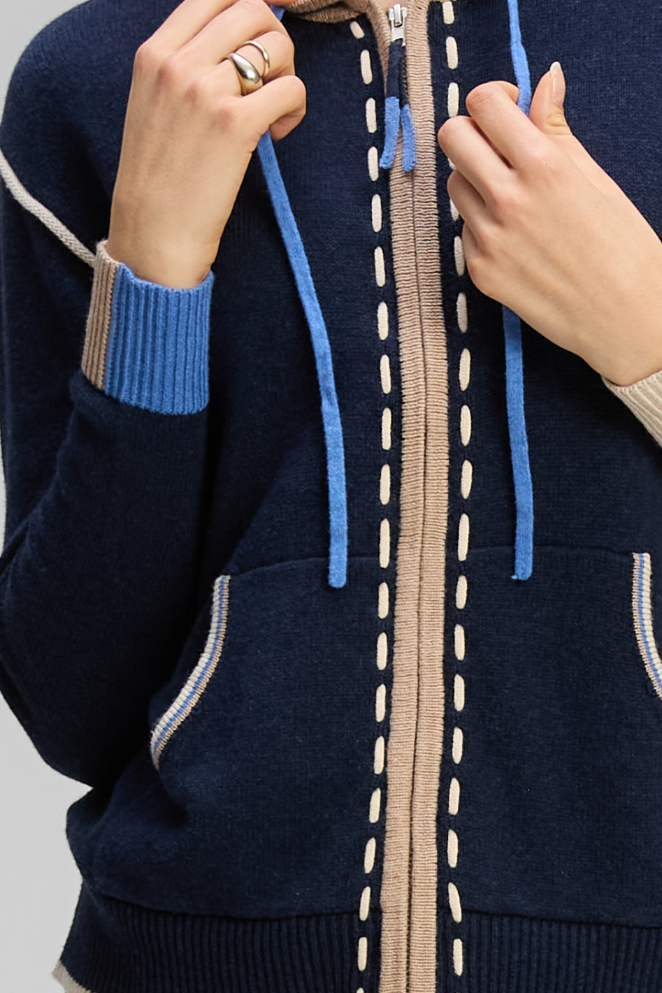 Zaket and Plover Threaded Zip Up Hoodie 