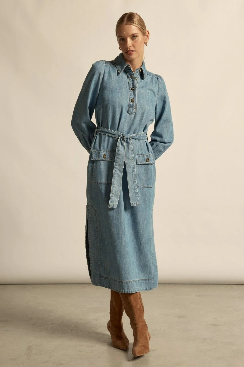 Zoe Kratzmann Echelon Dress in Light Washed Denim