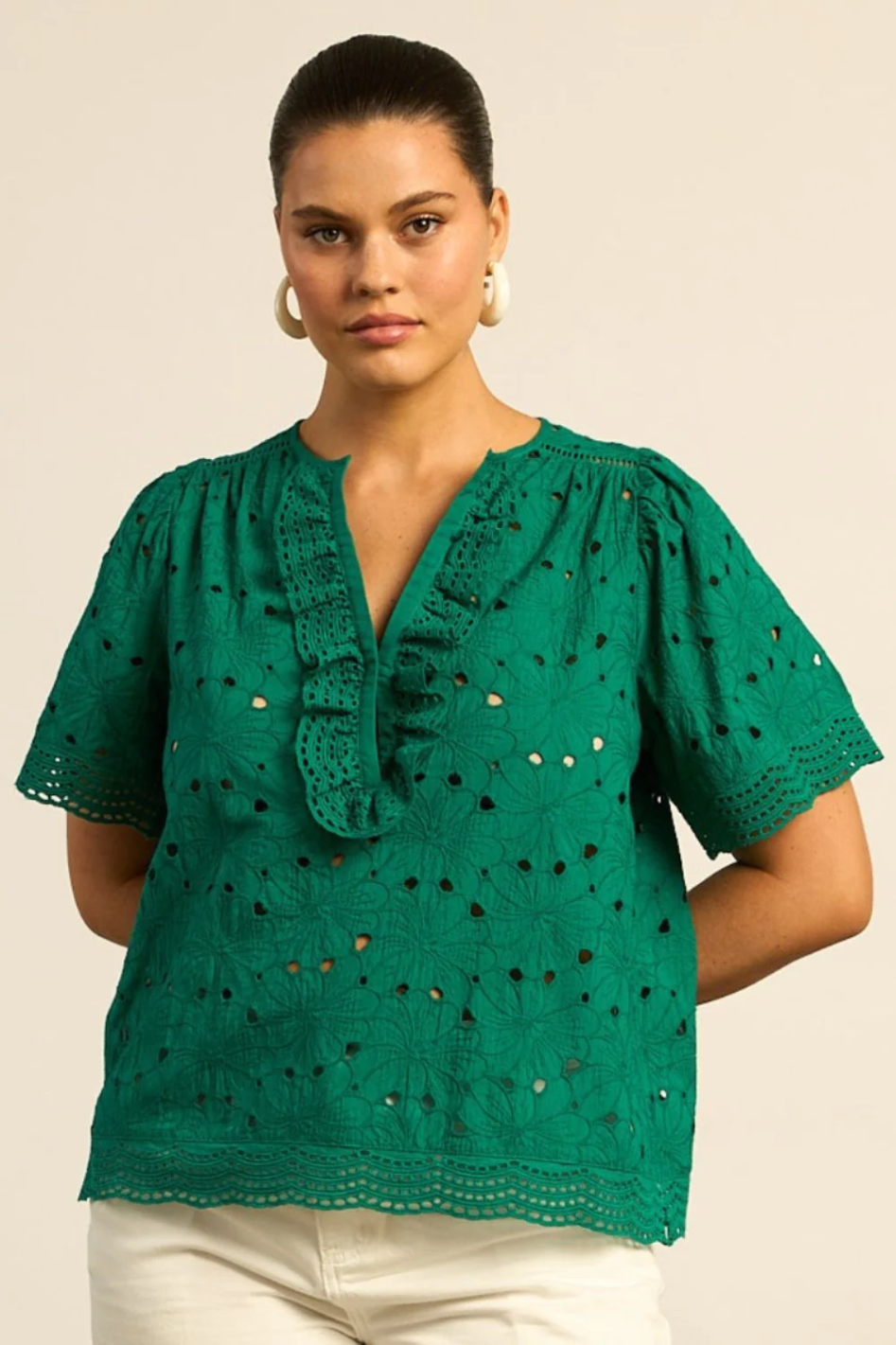 Zoe Kratzmann Vantage Top in Emerald Broderie