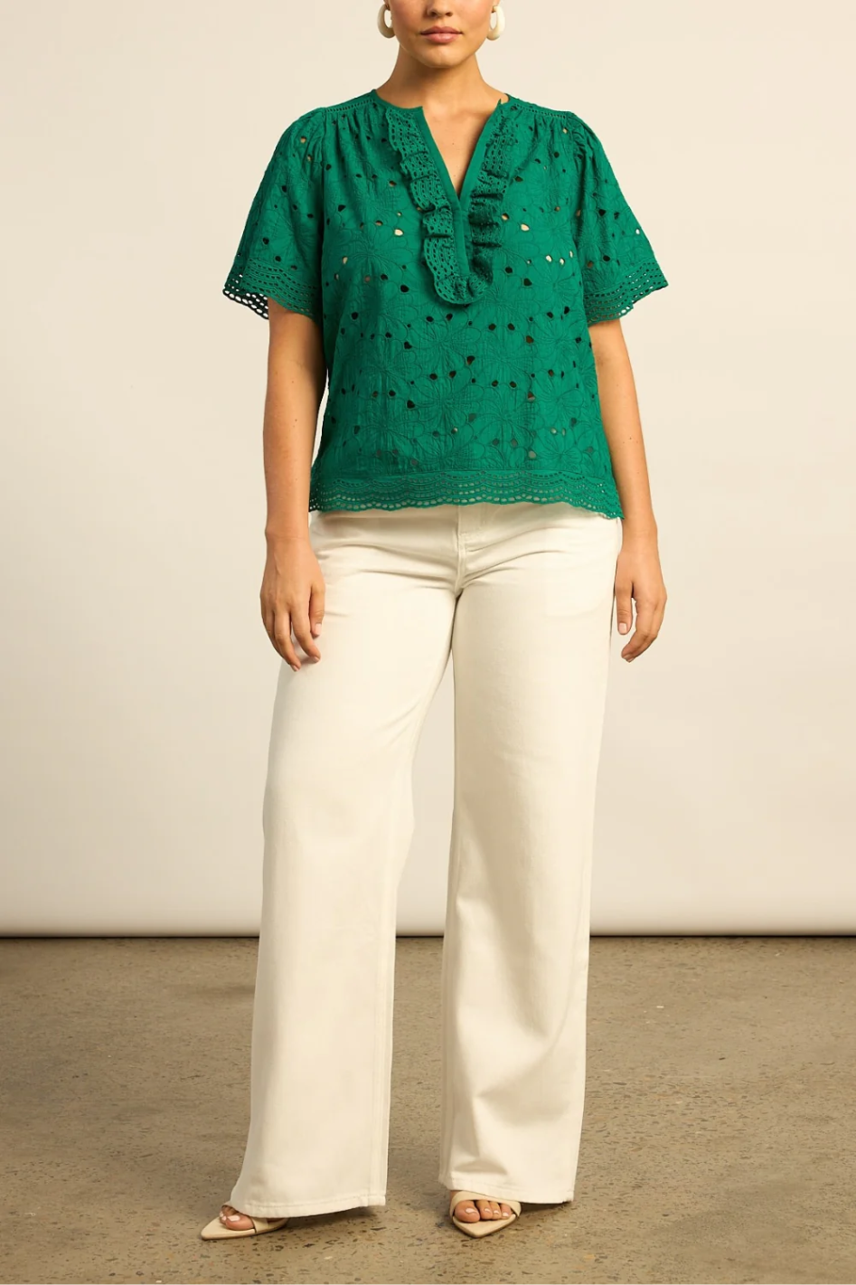 Zoe Kratzmann Vantage Top in Emerald Broderie
