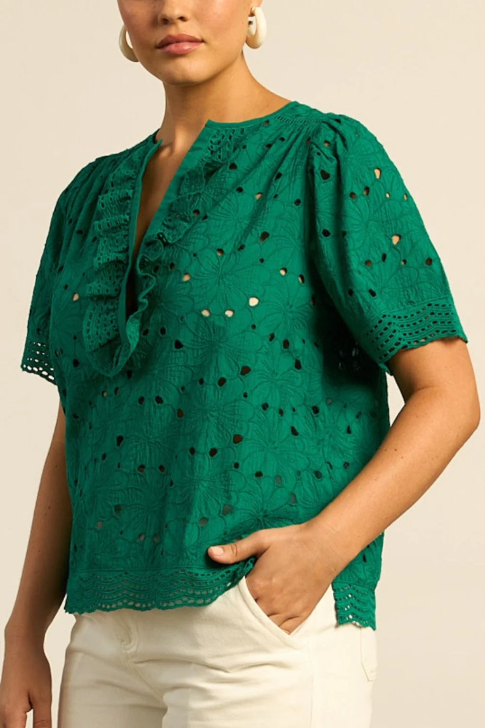 Zoe Kratzmann Vantage Top in Emerald Broderie