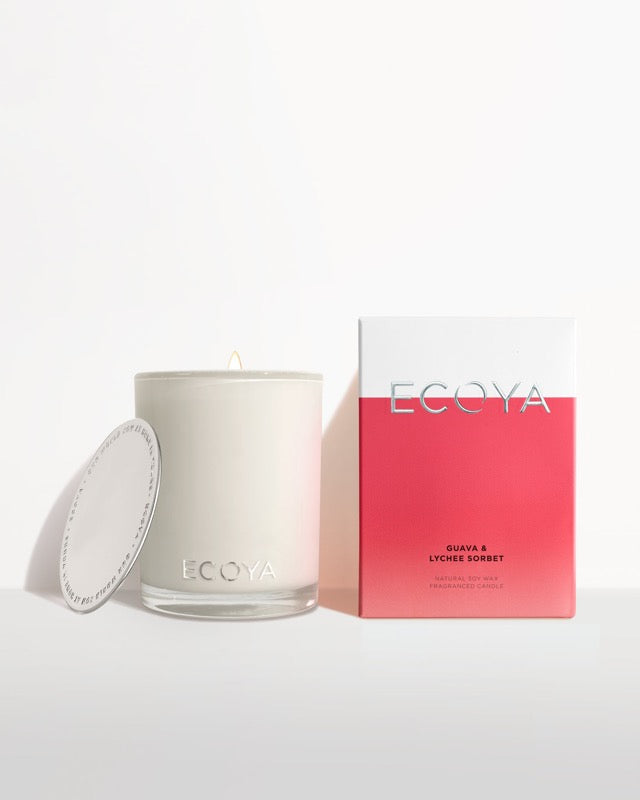 Ecoya Madison Candle 400g in Guava & Lychee Sorbet