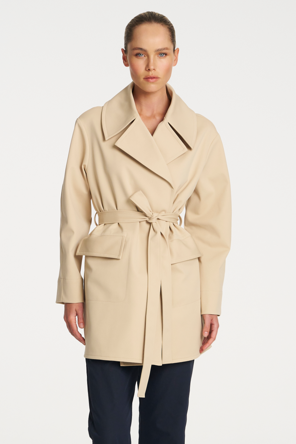 Mela Purdie Wrap Trench in Ultra Knit Bisque