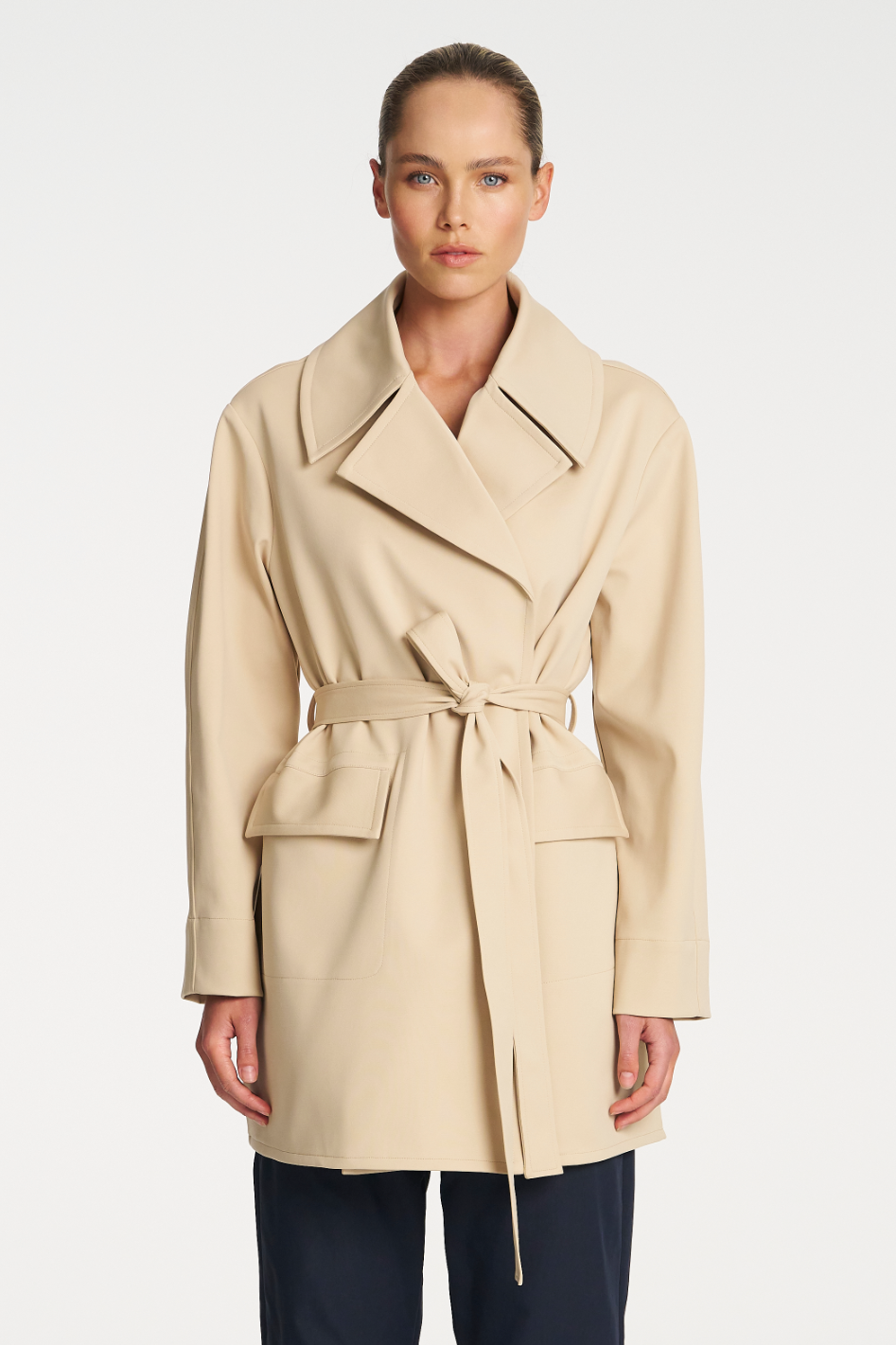 Mela Purdie Wrap Trench in Ultra Knit Bisque