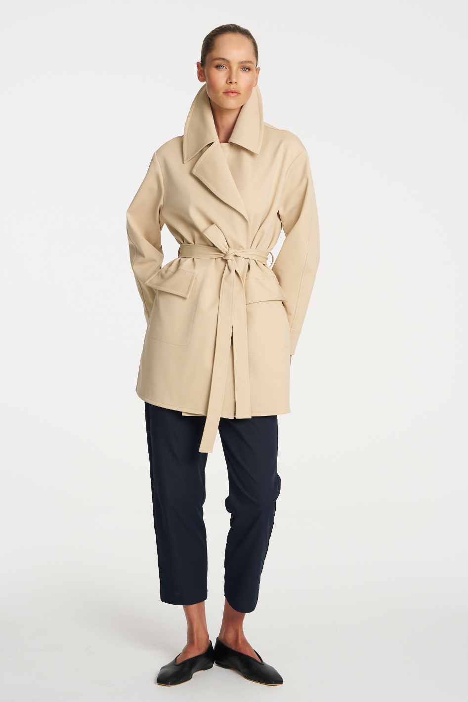 Mela Purdie Wrap Trench in Ultra Knit Bisque