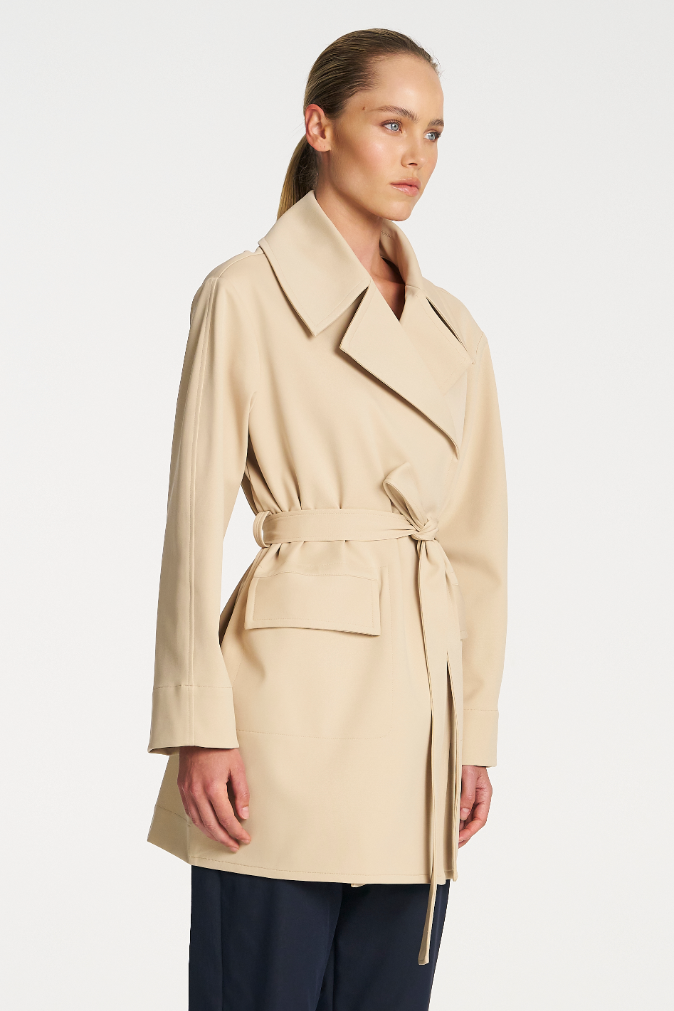 Mela Purdie Wrap Trench in Ultra Knit Bisque