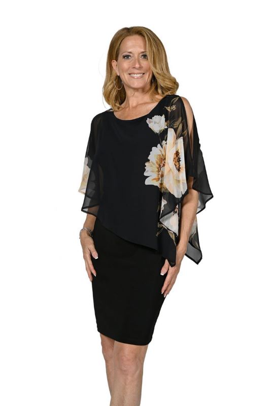 Frank Lyman Black & Beige Woven Dress 236156