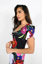 Load image into Gallery viewer, Frank Lyman Black and Floral Knit Dress 221342
