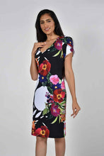 Load image into Gallery viewer, Frank Lyman Black and Floral Knit Dress 221342
