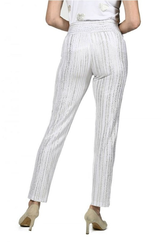 Frank Lyman White and Gold Knit Pant 236317