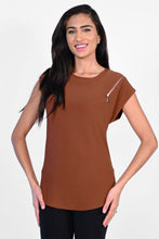 Load image into Gallery viewer, Frank Lyman Cold Shoulder Top in Whiskey
