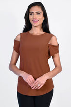 Load image into Gallery viewer, Frank Lyman Cold Shoulder Top in Whiskey
