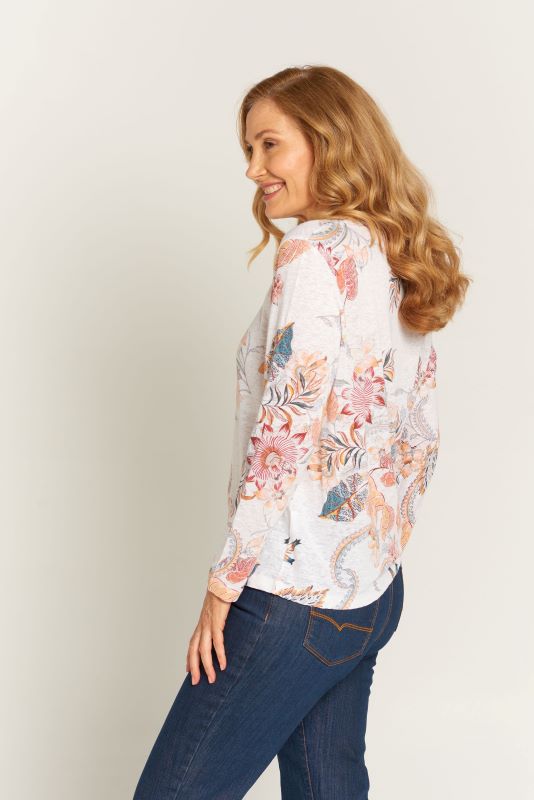 Goondiwindi Cotton Printed Linen Tee in Autumn Floral