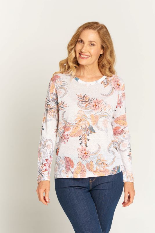 Goondiwindi Cotton Printed Linen Tee in Autumn Floral