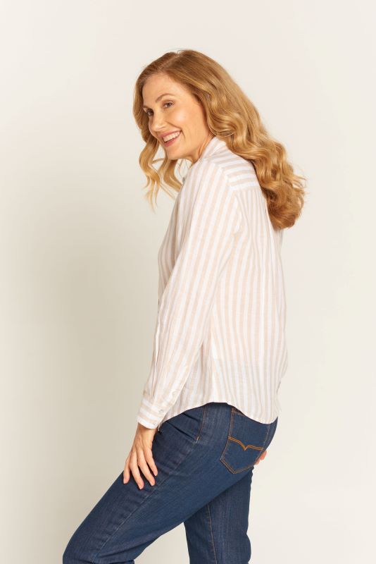 Goondiwindi Cotton Linen Stripe Maddy Shirt