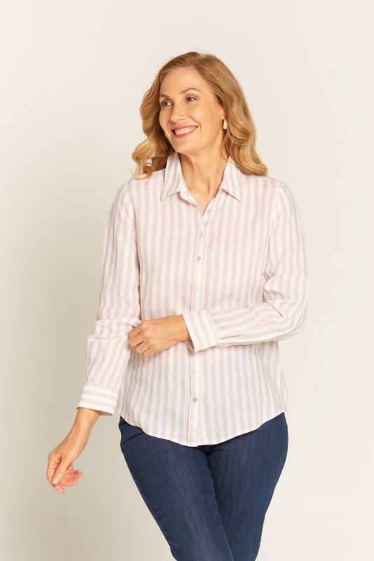 Goondiwindi Cotton Linen Stripe Maddy Shirt