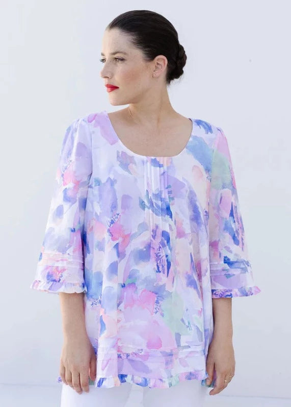 Goondiwindi Cotton Printed Trapeze Top Brushstrokes Print