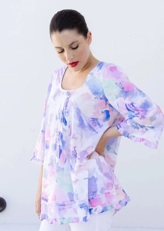 Goondiwindi Cotton Printed Trapeze Top Brushstrokes Print