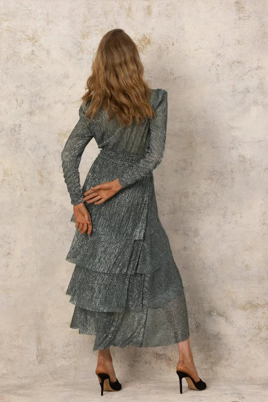 Joey The Label Silver Crush Ruffle Dress