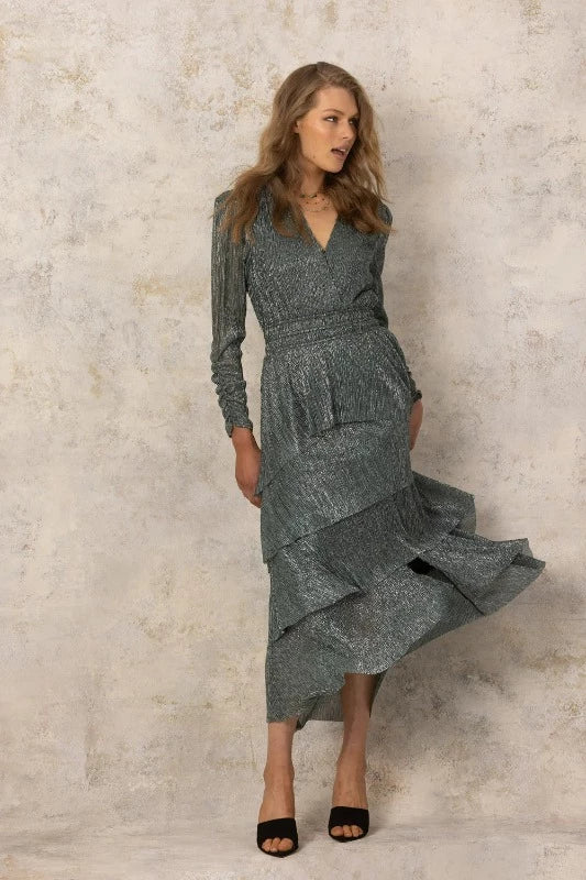 Joey The Label Silver Crush Ruffle Dress