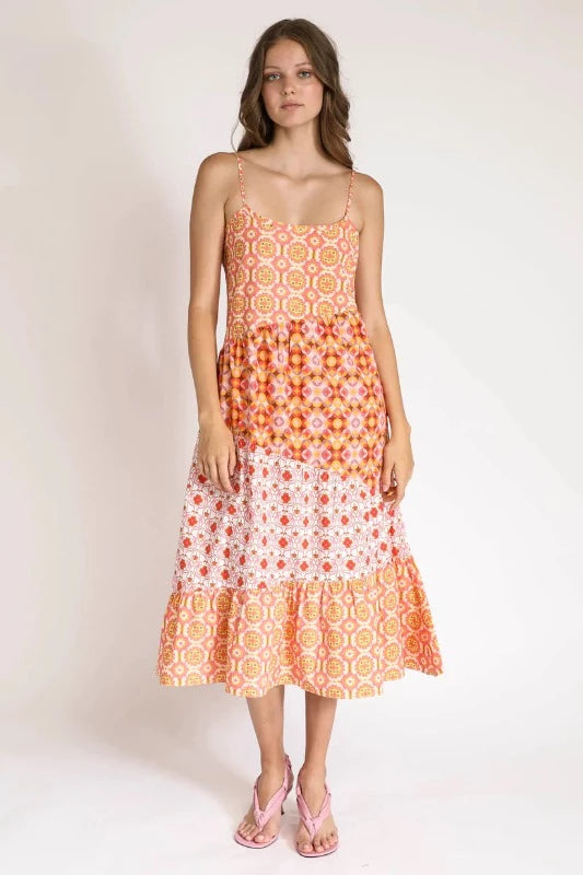 Kachel Gina Spliced Print Sun Dress