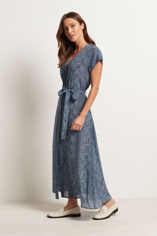 Mela Purdie Terrace Dress Denim Reptile Silk