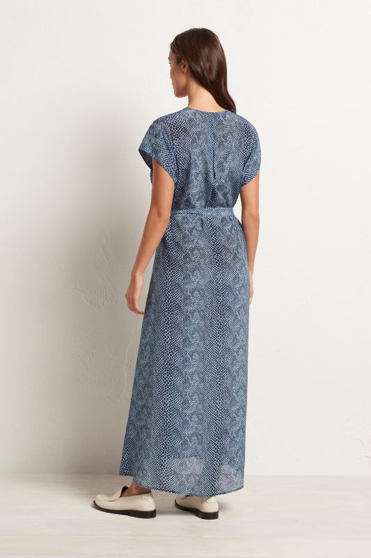 Mela Purdie Terrace Dress Denim Reptile Silk