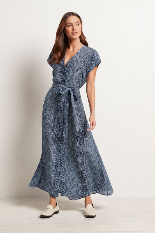 Mela Purdie Terrace Dress Denim Reptile Silk