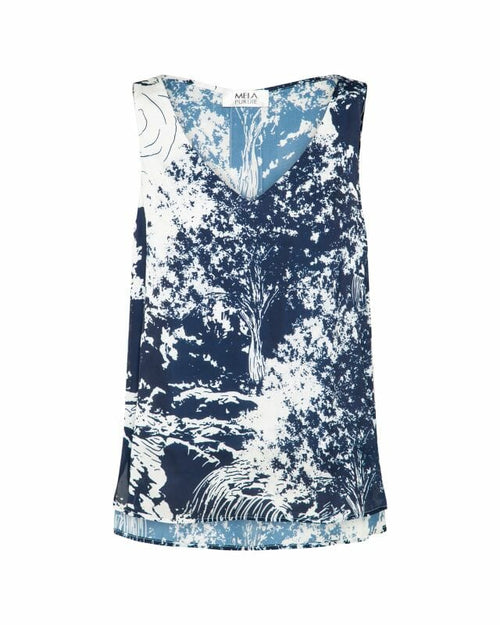 Audrey Tank In Chinois Chiffon Satin Print