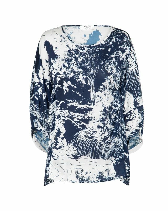 Bouquet Top In Chinois Chiffon Satin Print