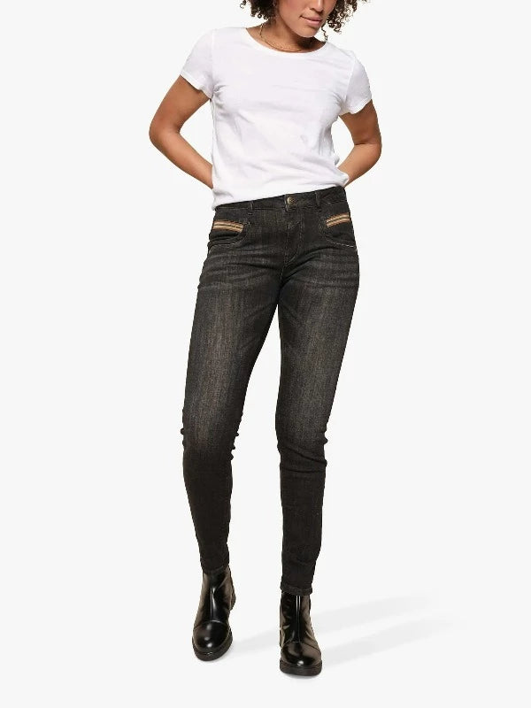 Mos Mosh Naomi Chain Brushed Jeans in Black