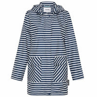 Paqme Womens 3/4 Recycled Raincoat in Navy Stripe