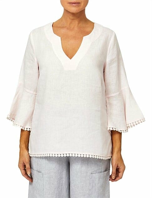 Bell Sleeve Linen Top
