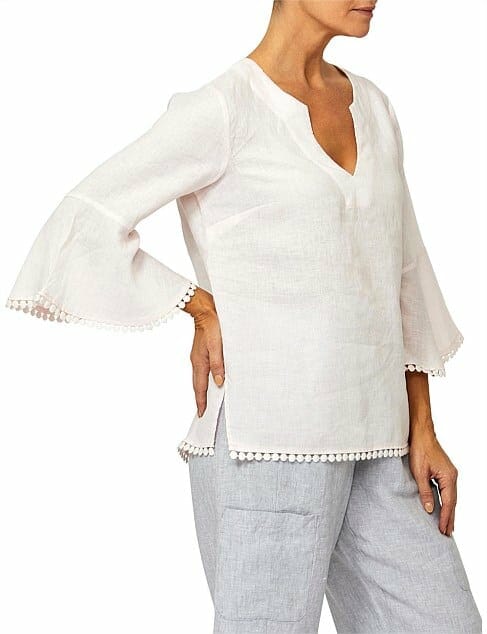 Bell Sleeve Linen Top