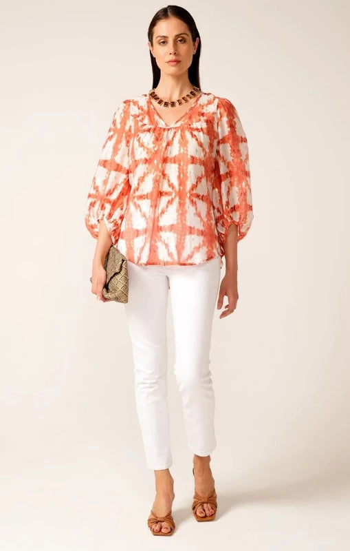 Sacha Drake Los Padres Top Tangerine White Tile