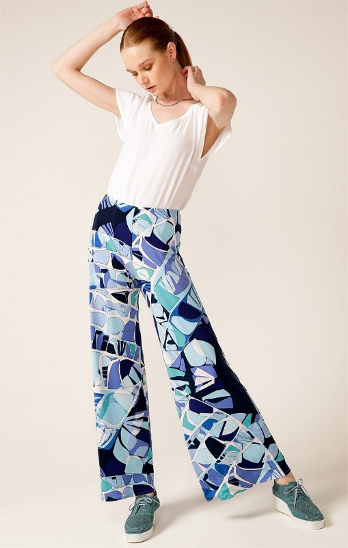 Sacha Drake Printed Seamless Pant in Aqua Abstract