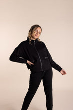 Load image into Gallery viewer, Two T&#39;s Cropped Sweat Jacket in Black
