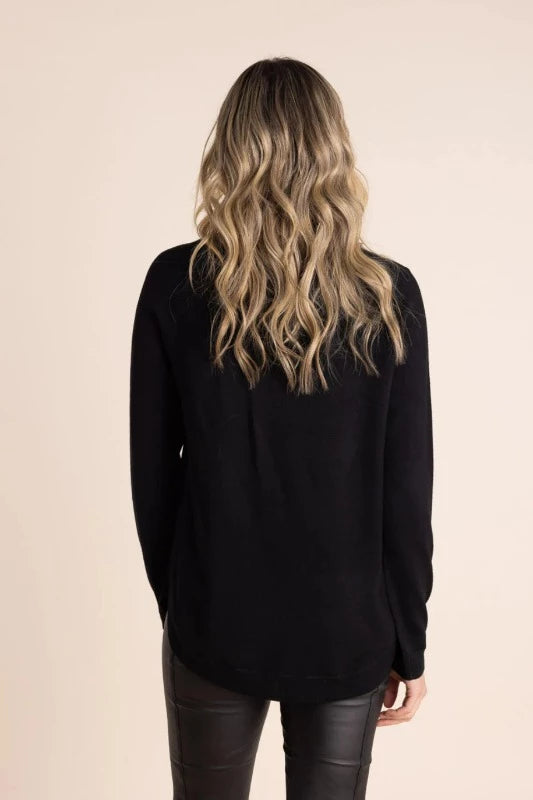 Two T's Merino Scoop Hem Crew